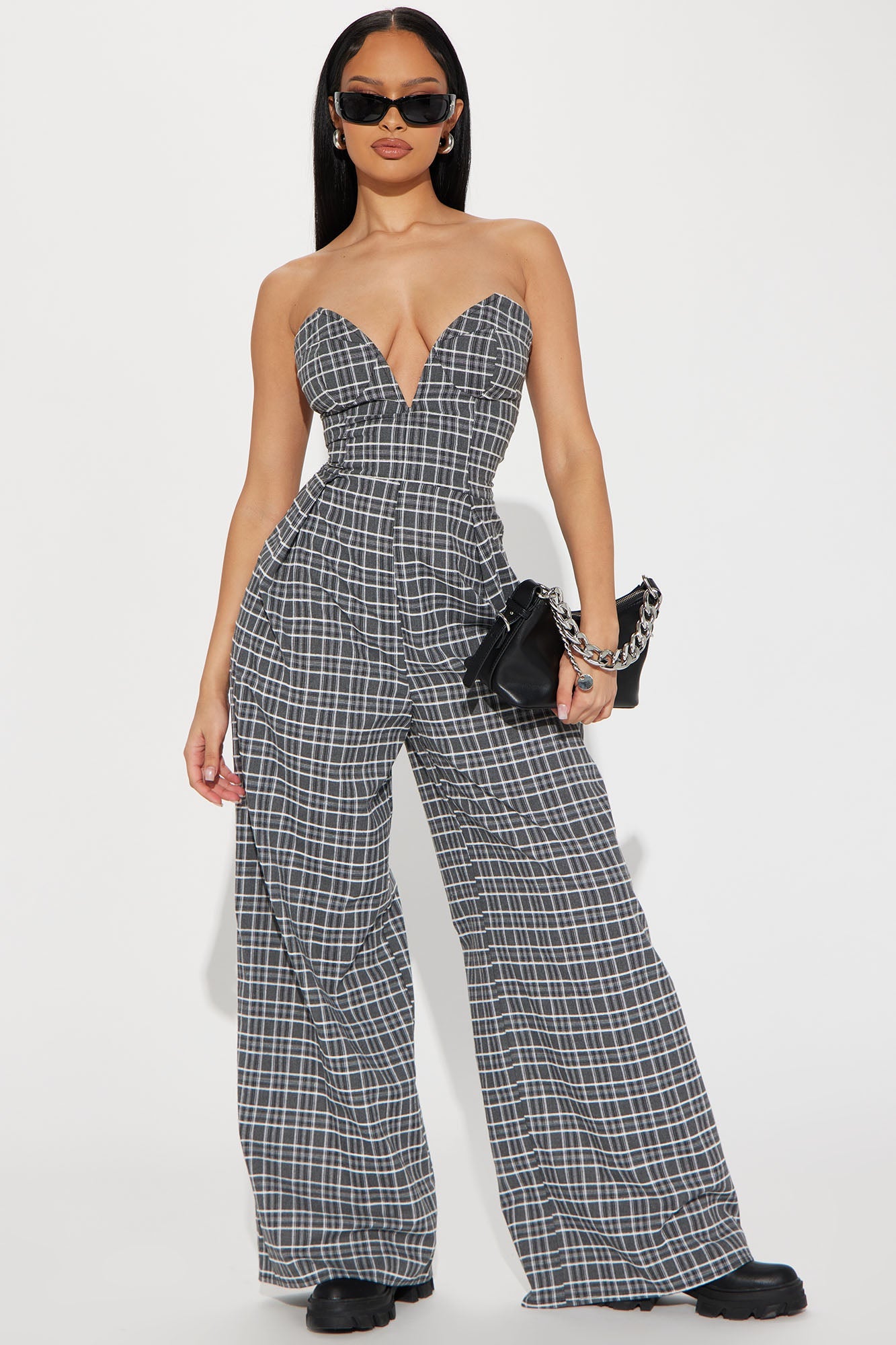 BlackTree Plaid Jumpsuit