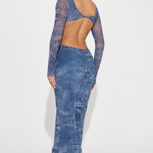 BlackTree Mesh Maxi Dress