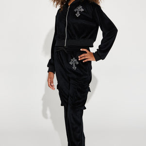 BlackTree Rhinestone Velour Pant Set