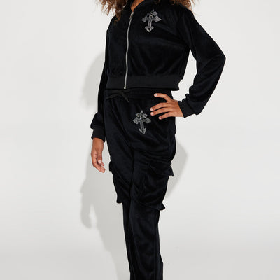 BlackTree Rhinestone Velour Pant Set