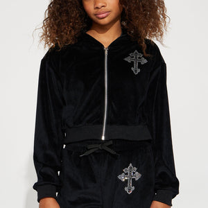 BlackTree Rhinestone Velour Pant Set