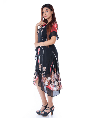 BLACKTREE DEEP NAVY BLUE FLORAL DRESS.