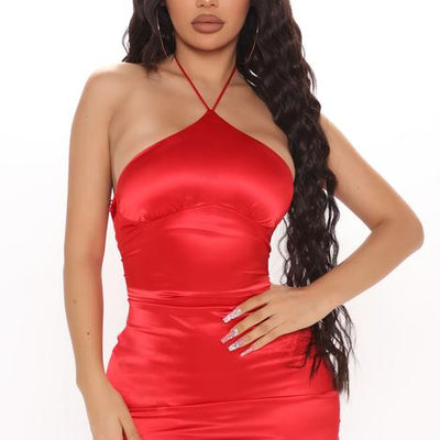 BlackTree Red London Satin Mini Dress..