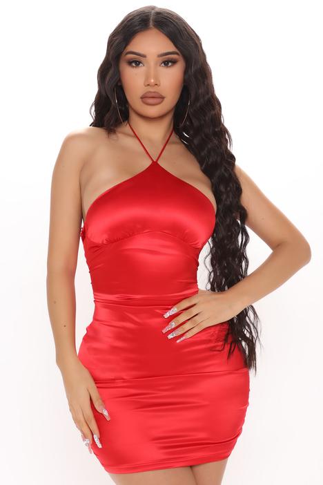 BlackTree Red London Satin Mini Dress..