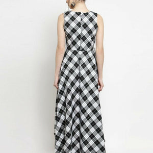 Women Checked White Dress..