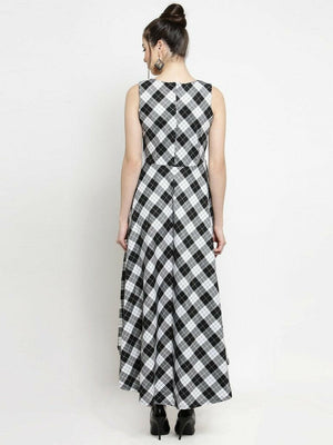 Women Checked White Dress..