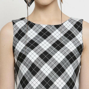 Women Checked White Dress..