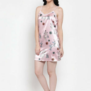 BlackTree Pink Rayon Printed Mini Nighty..