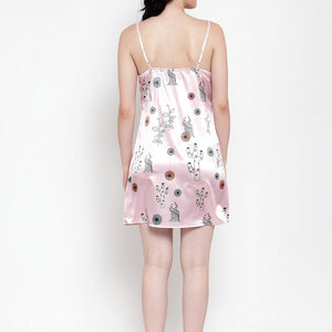 BlackTree Pink Rayon Printed Mini Nighty..