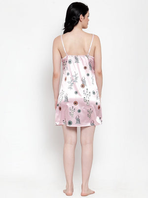 BlackTree Pink Rayon Printed Mini Nighty..