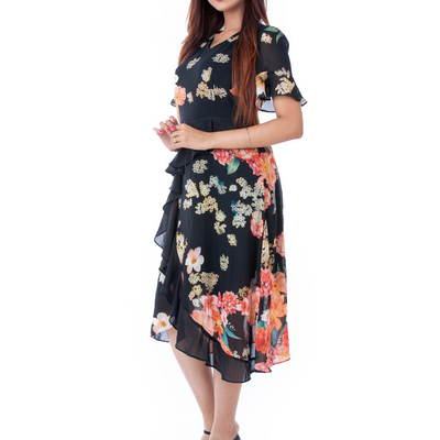 BLACKTREE BLACK FLORAL DRESS.