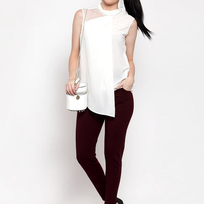 Women Wine Solid Jegging..