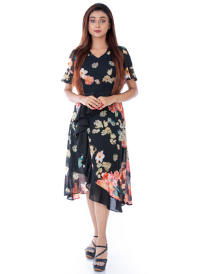 BLACKTREE BLACK FLORAL DRESS.
