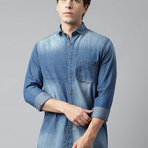 Men Blue Standard Fit Solid Casual Shirt