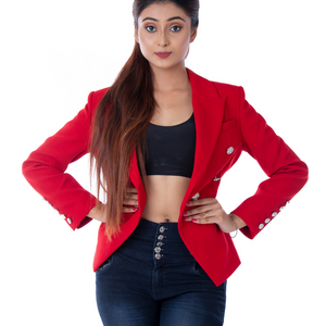 BlackTree Red Casual Elegant Formal Office Work Wear Blazer For Ladies.