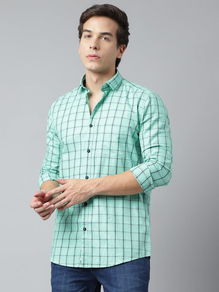 Men Mint Standard Fit Checkered Casual Shirt