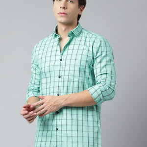 Men Mint Standard Fit Checkered Casual Shirt