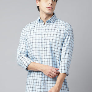 Men Sky Standard Fit Checkered Casual Shirt