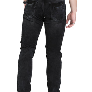 BLACKTREE MEN'S PATCHED RIPPED SLIM STRETCH JEANS BT0017..