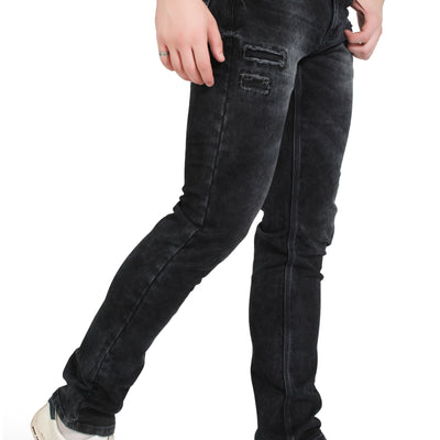 BLACKTREE MEN'S PATCHED RIPPED SLIM STRETCH JEANS BT0017..