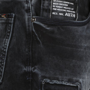 BLACKTREE MEN'S PATCHED RIPPED SLIM STRETCH JEANS BT0017..