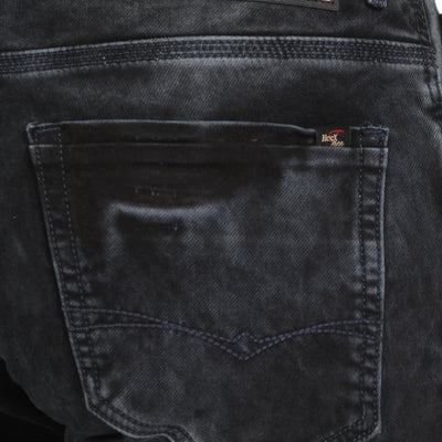 BLACKTREE MEN'S PATCHED RIPPED SLIM STRETCH JEANS BT0017..