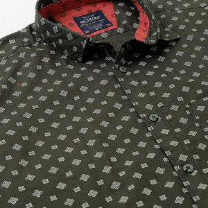 Men Olive Standard Fit Printed Casual Shirt