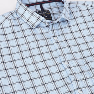 Men Sky Standard Fit Checkered Casual Shirt