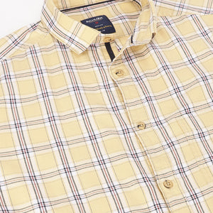 Men Mustard Standard Fit Checkered Casual Shirt