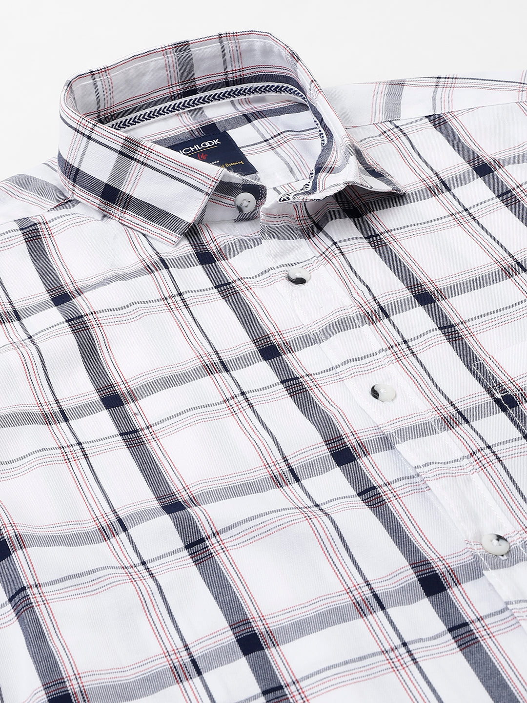 Men White Standard Fit Checkered Casual Shirt