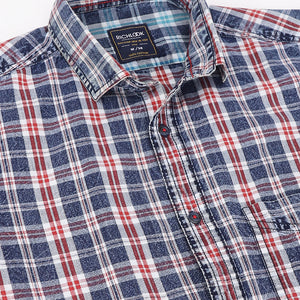 Men Navy Maroon Standard Fit Checkered Casual Shirt