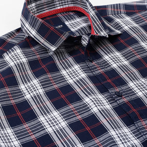 Men Navy Standard Fit Checkered Casual Shirt