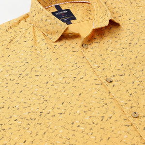 Men Yellow Standard Fit Printed Casual Shirt