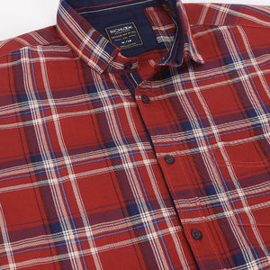 Men Rust Standard Fit Checkered Casual Shirt