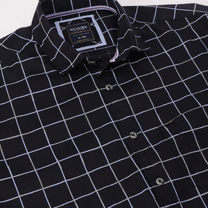 Men Navy Standard Fit Checkered Casual Shirt