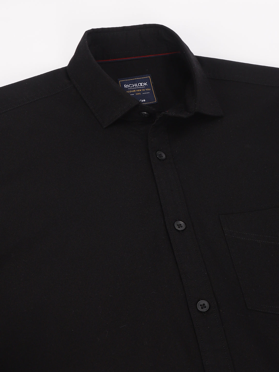 Men Black Standard Fit Solid Casual Shirt