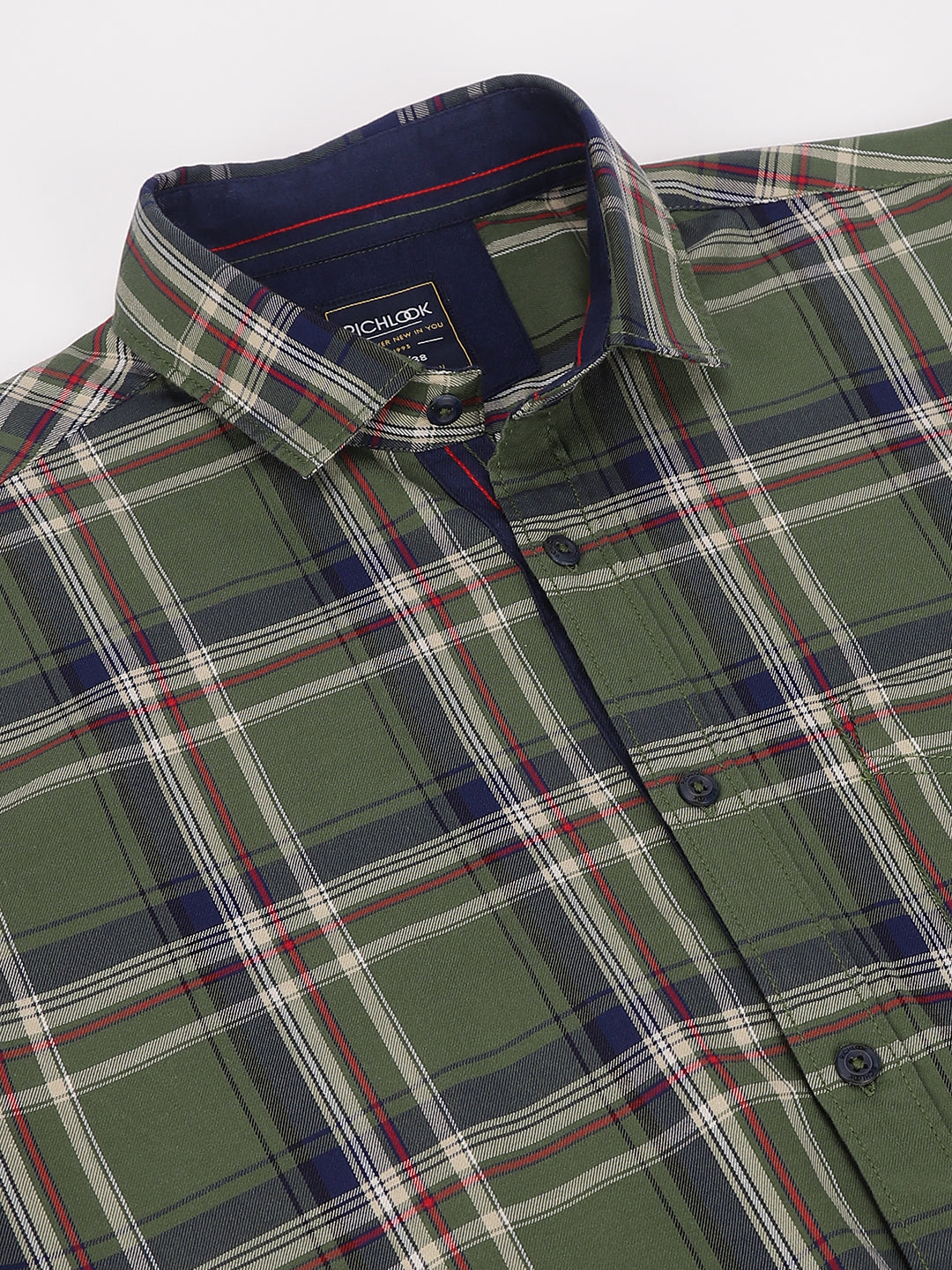 Men Green Standard Fit Checkered Casual Shirt