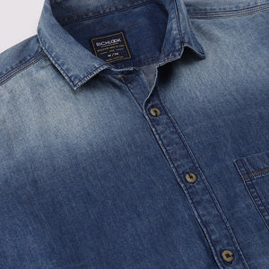 Men Blue Standard Fit Solid Casual Shirt