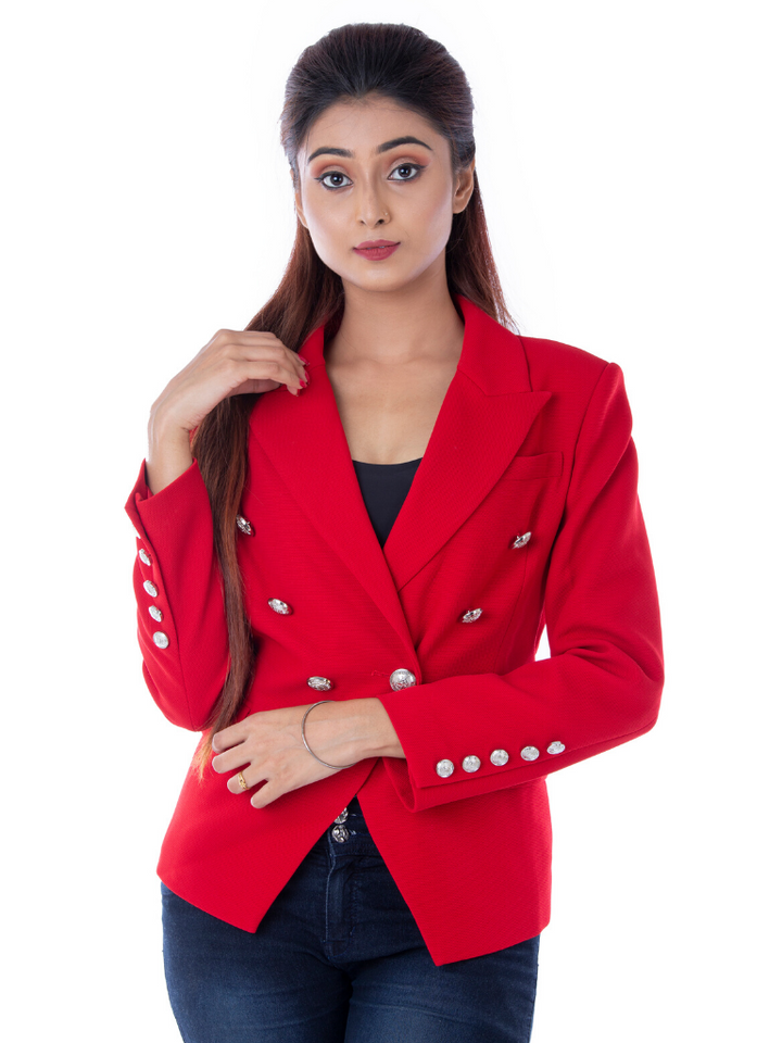 BlackTree Red Casual Elegant Formal Office Work Wear Blazer For Ladies.