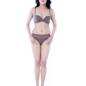 Spandex And Lycra Padded Wired Bra with Bikini Panty in Grey..