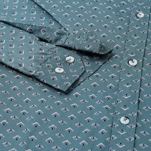 Men Teal Standard Fit Printed Casual Shirt
