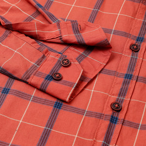 Men Rust Standard Fit Checkered Casual Shirt