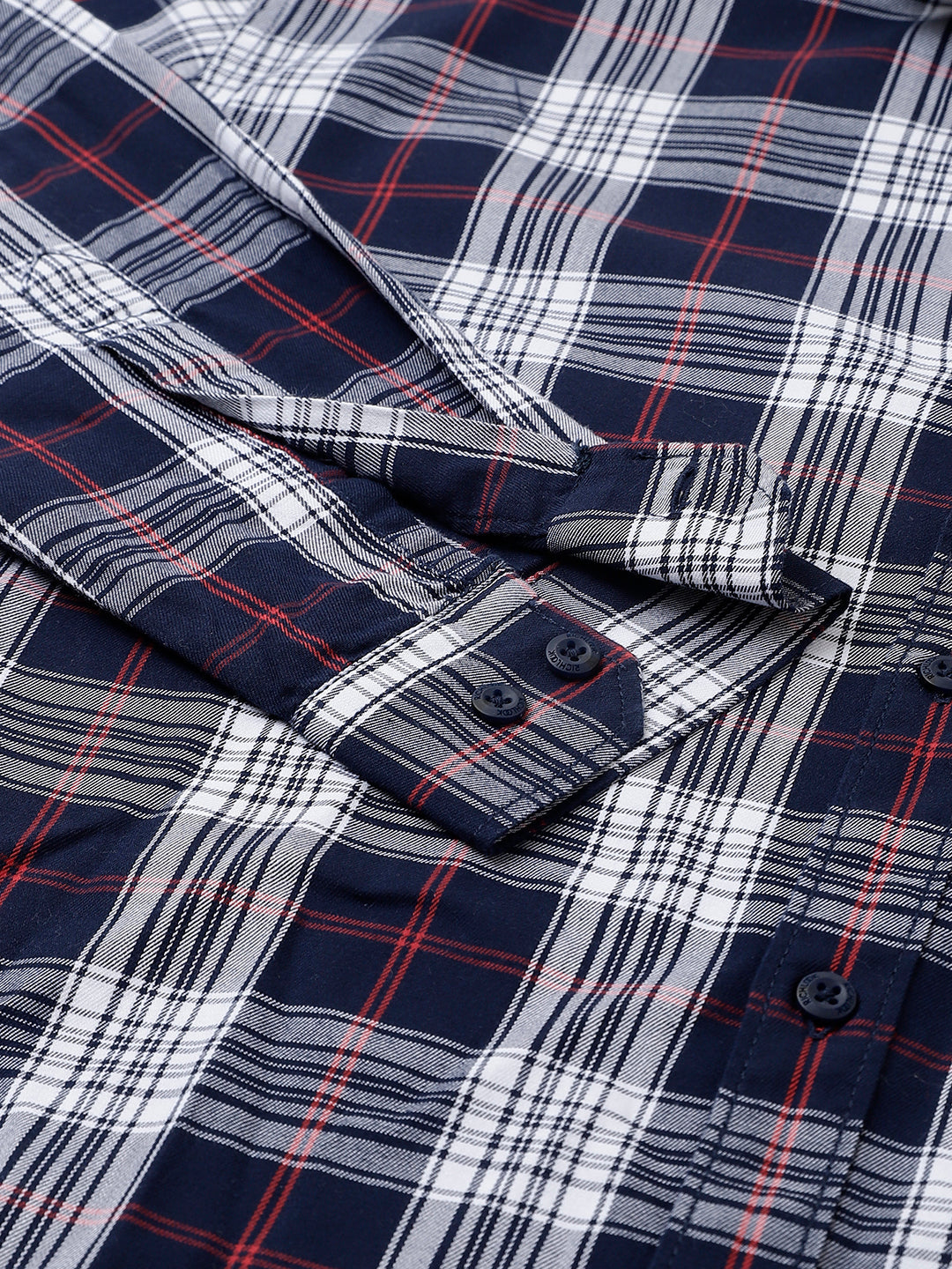 Men Navy Standard Fit Checkered Casual Shirt