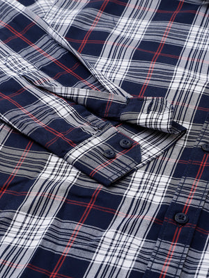 Men Navy Standard Fit Checkered Casual Shirt