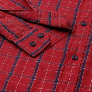 Men Maroon Standard Fit Checkered Casual Shirt