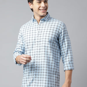 Men Sky Standard Fit Checkered Casual Shirt