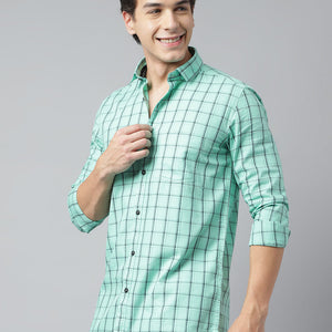 Men Mint Standard Fit Checkered Casual Shirt