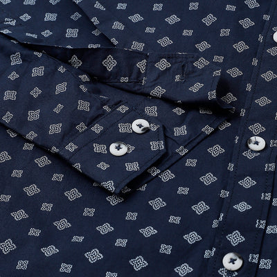 Men Navy Standard Fit Printed Casual Shirt