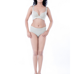 Padded Wired Bra with Bikini Panty in Light Grey..