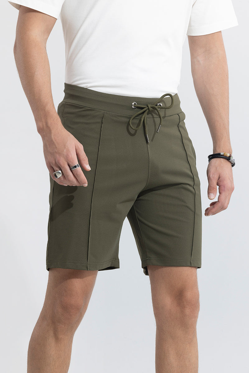 Pleated Olive Shorts